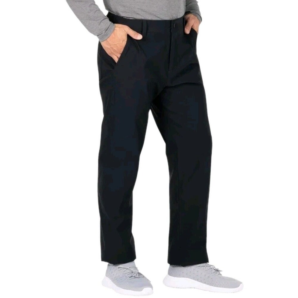 Gerry Men's 36x30 Fleece Lined Pant Relaxed Straight Zip Pockets Stretch Black
